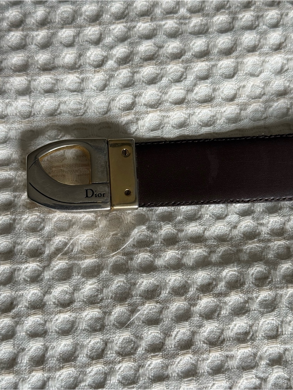 Rare Vintage Dior unisex black/brown reversible Belt Silver&Gold Dior D Buckle - Picture 4 of 8